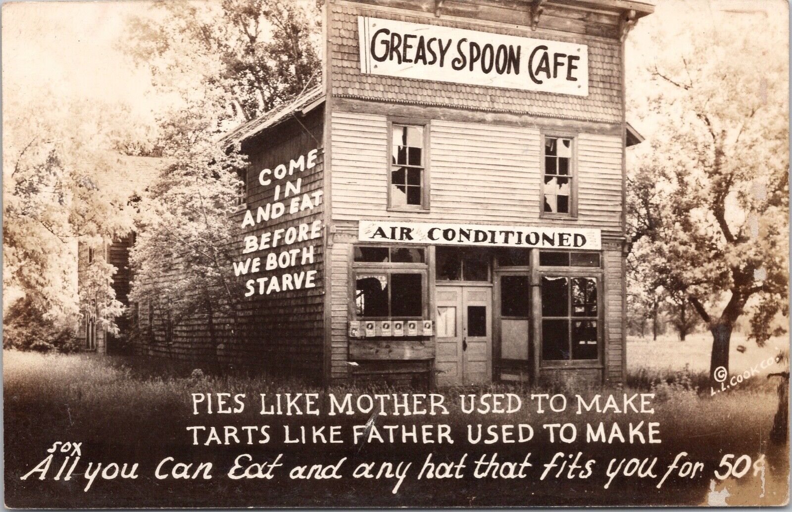 1940\'S GREASY SPOON CAFE Pies Like Mother Used to Make RPPC Postcard