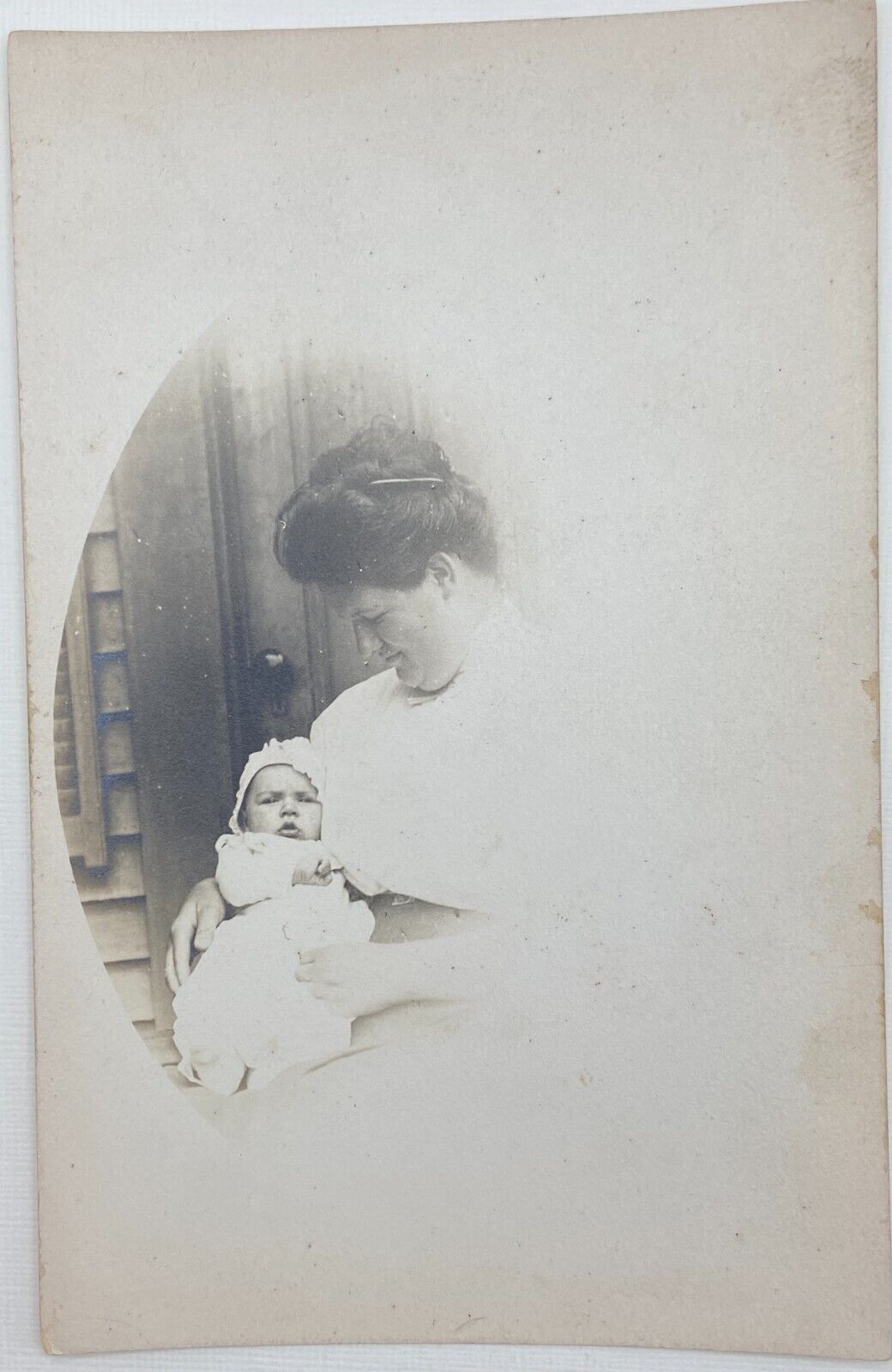 Antique Real Photo Postcard RPPC Woman and Baby