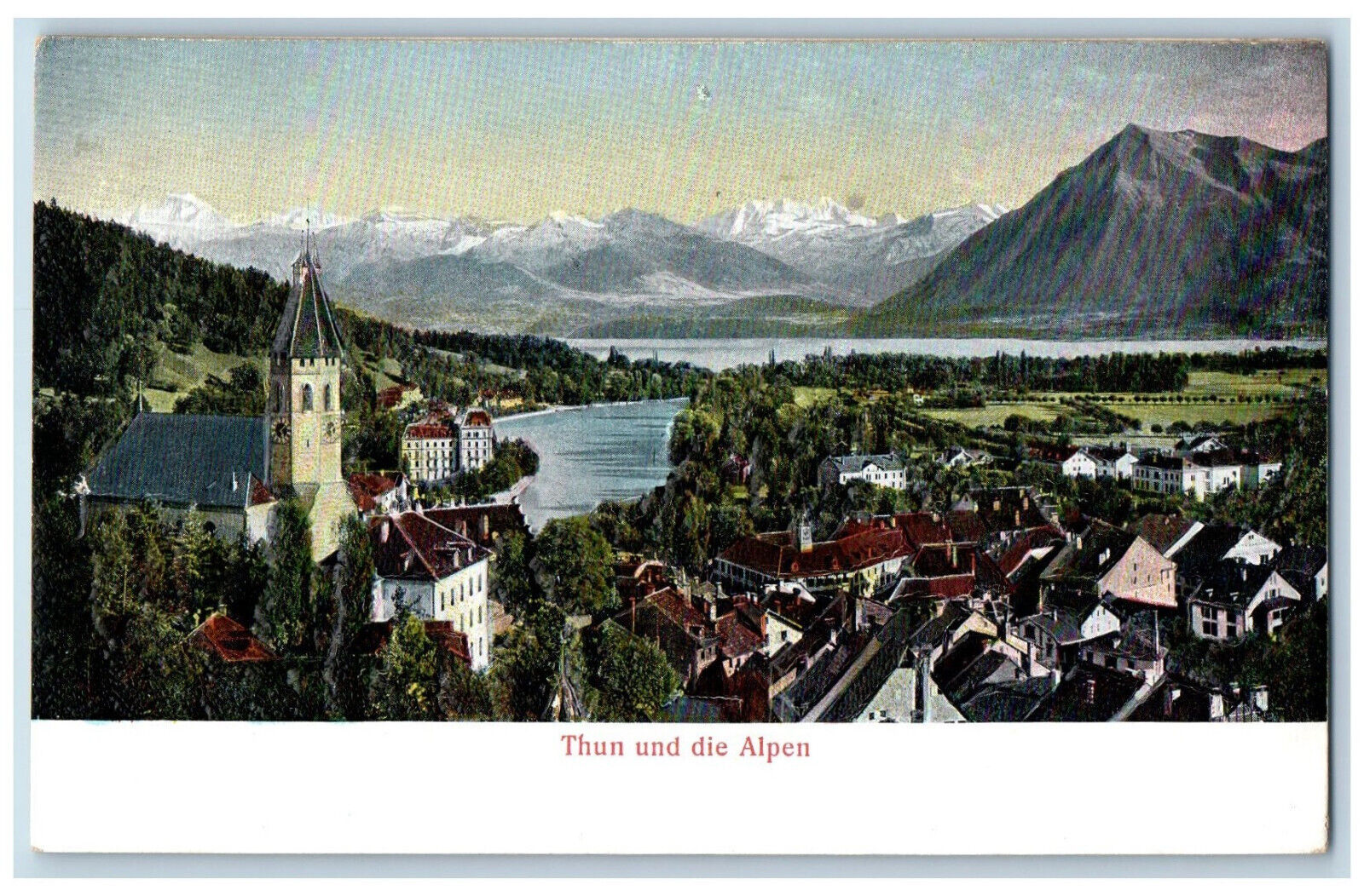 Bern Switzerland Postcard Thun and the Alps c1905 Antique Relief Embossed