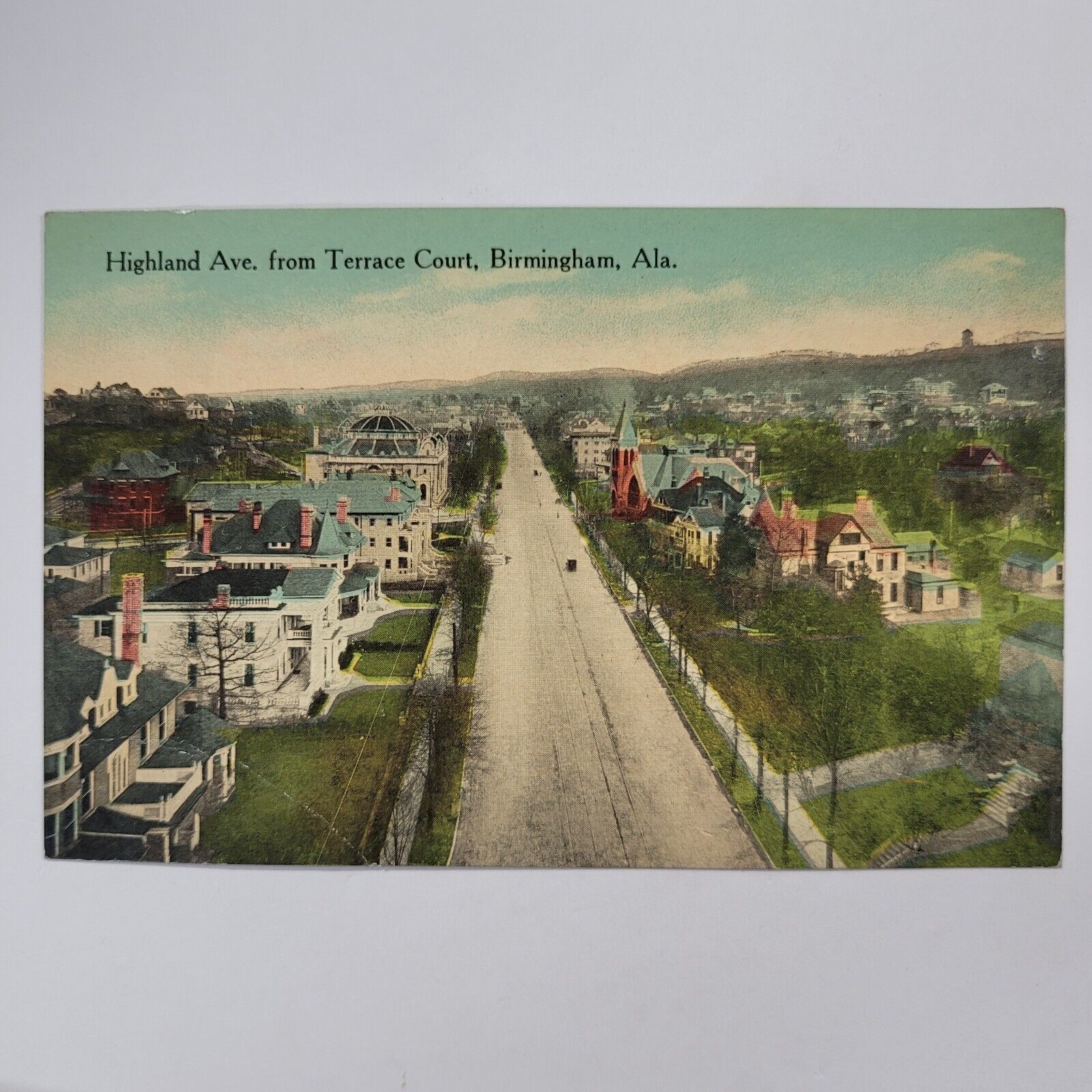 Highland Ave From Terrace Court Birmingham Alabama View Antique Postcard c1913