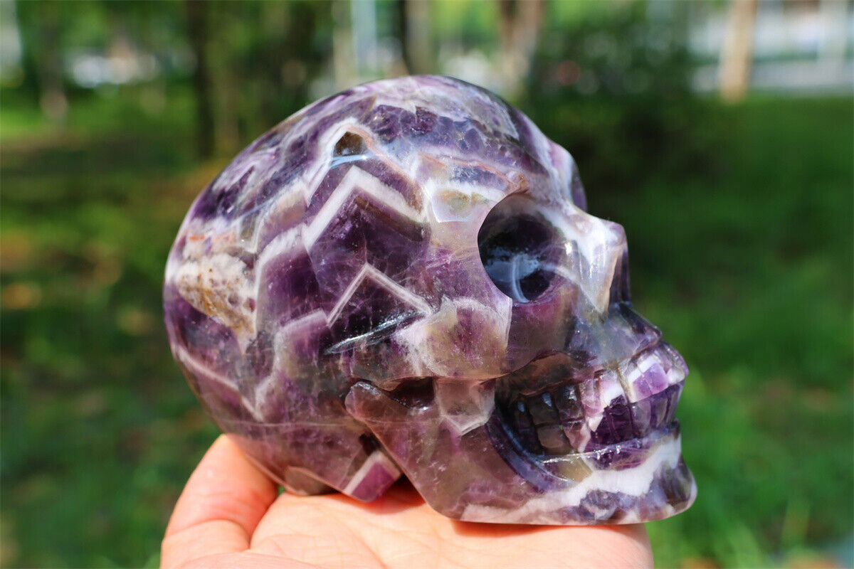Top 1.07kg Natural Dream Amethyst Carved Crystal Skull Crystal Reiki specimen