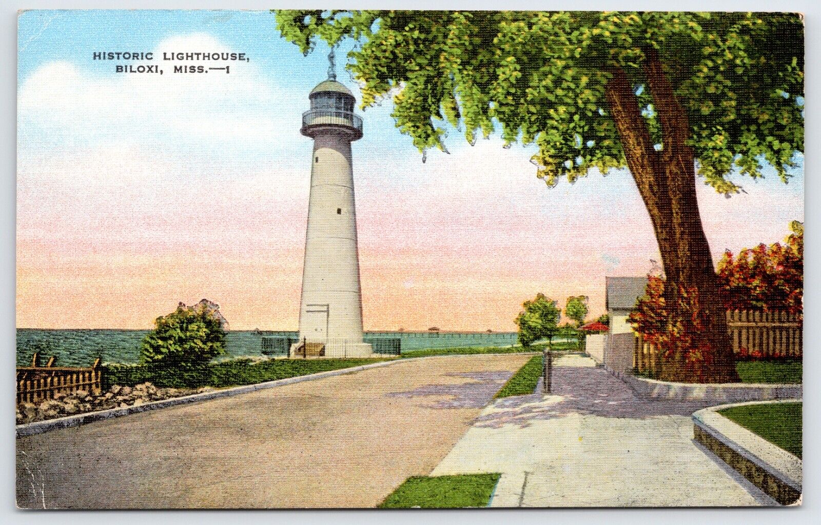 Postcard Historic Lighthouse, Biloxi Mississippi Unposted