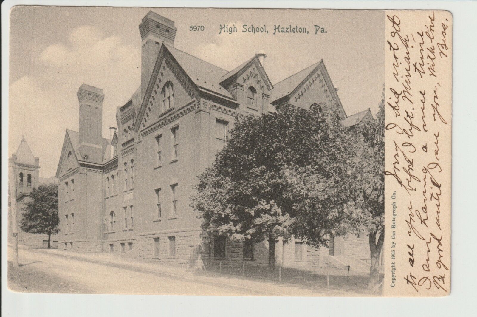 Hazleton Pennsylvania Hazleton High School 1905 view by Rotograph POSTED 1905 PA