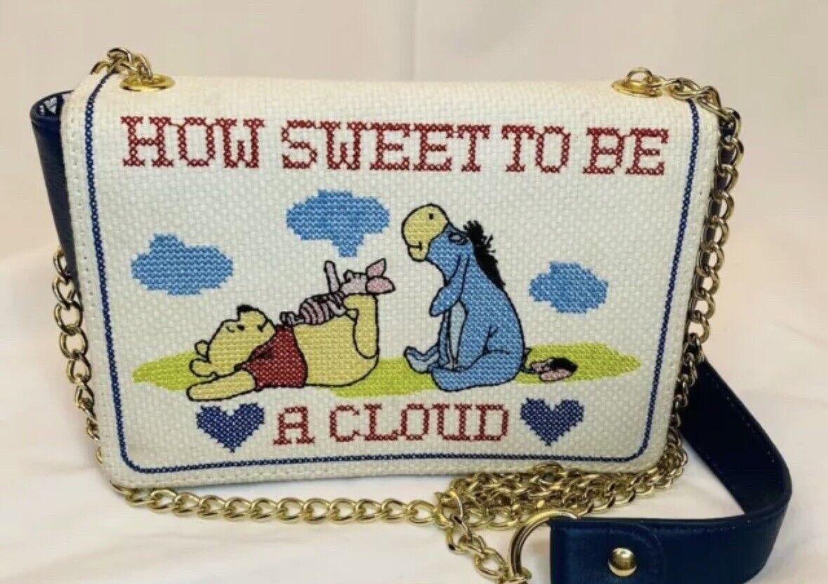 How Sweet To Be A Cloud Disney Loungefly Purse- Blue Leather- Pooh Piglet Eyeore