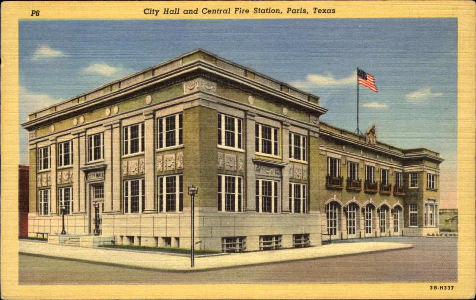 City Hall and Central Fire Station Paris Texas TX 1930s