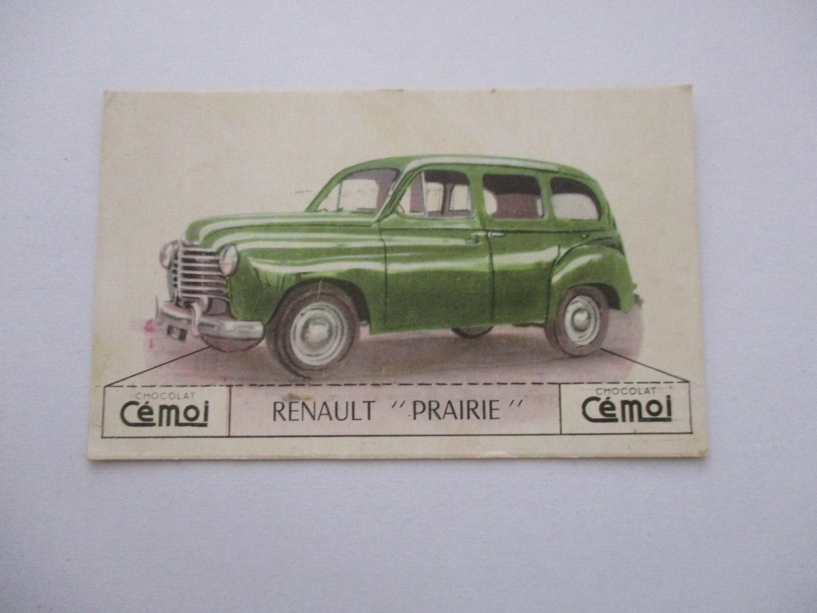 OLD CHROMO CHOCOLATE CEMOI ANTIQUE CAR RENAULT PRAIRIE IMAGE