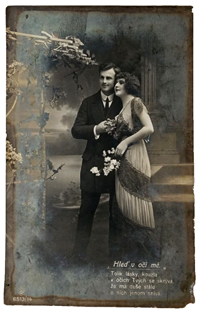 Vintage Postcard Czechoslovakia Man and Woman RPPC