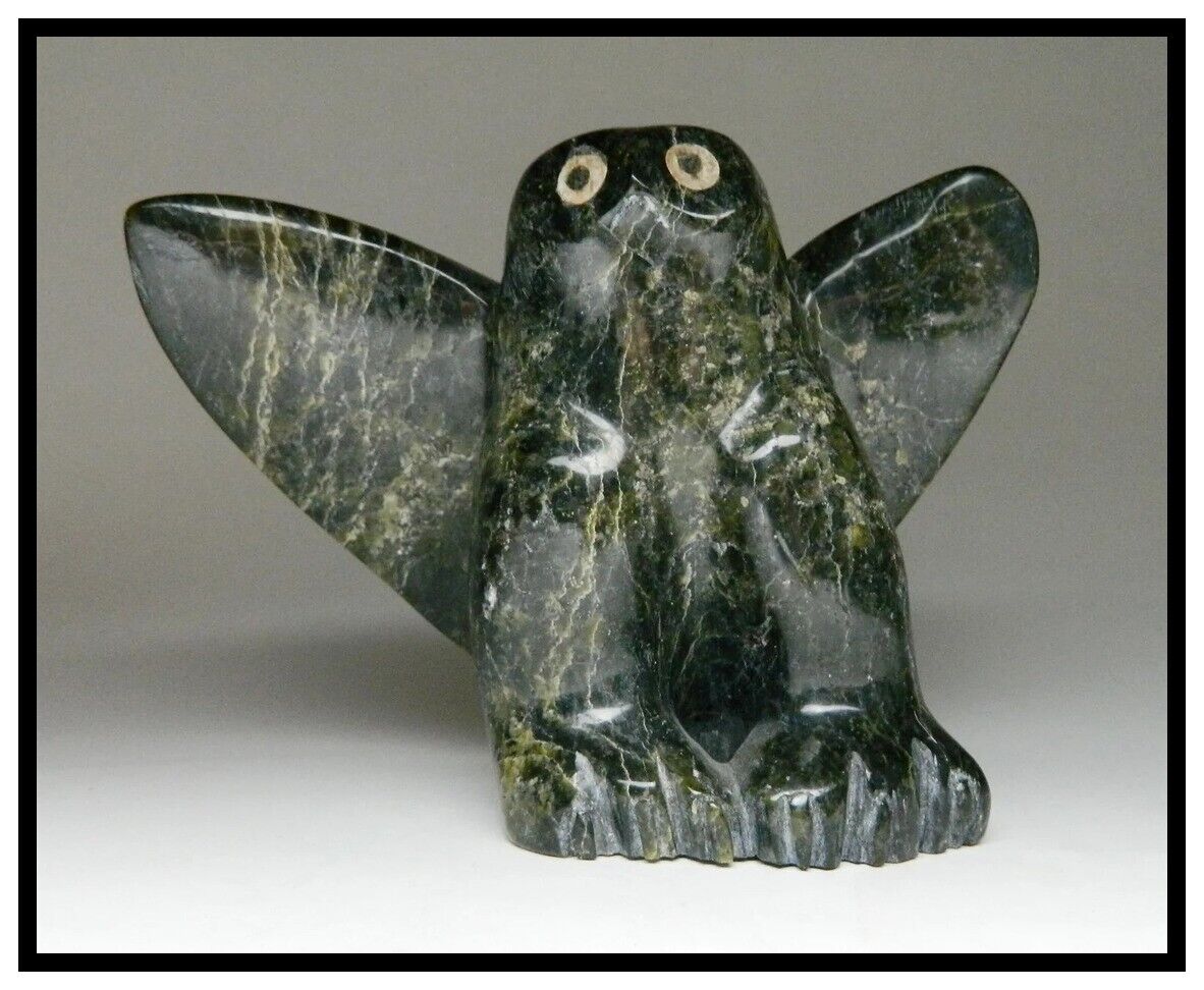 ✔️Inuit Ohito Ashoona Cape Dorset Owl Stone Carving