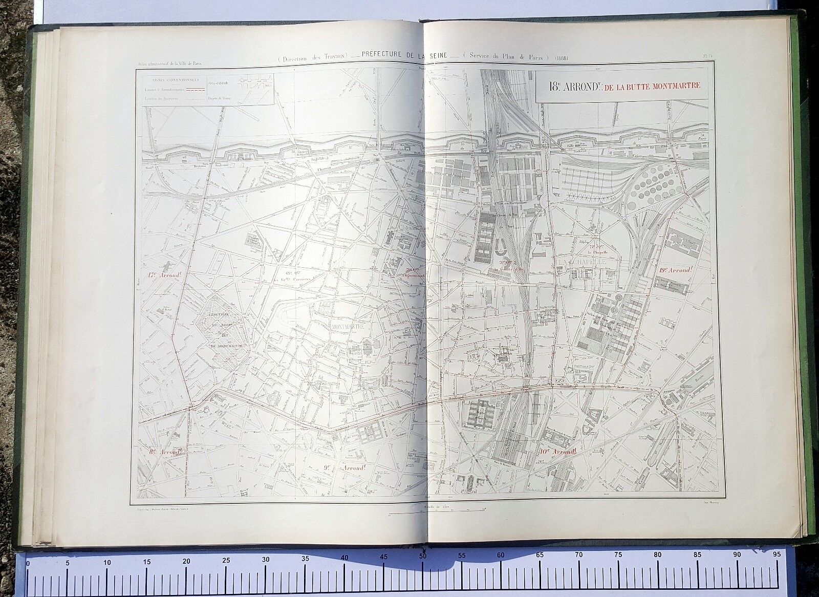 Paris XVIIIth century - Prefect GARBAGE Very rare plan from 1888 to 1/5000 (67 x 94 cm)