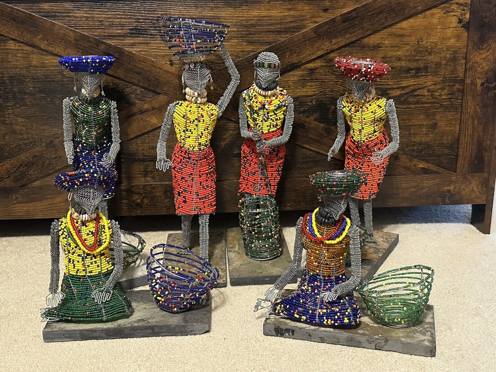 Beautiful & Unique Handcrafted African Beaded Wire Man/Woman Sculptures~ 12-14”