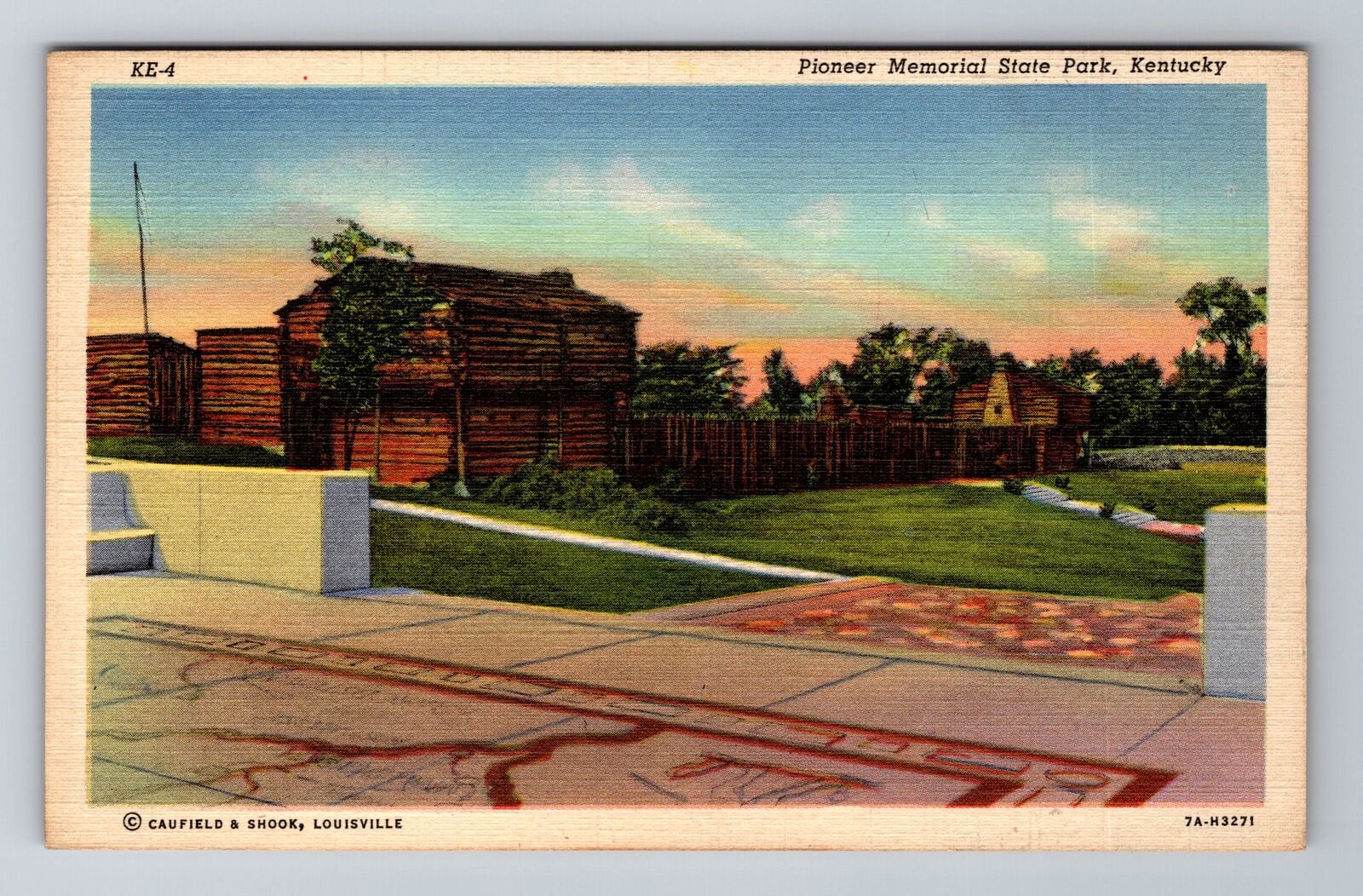Harrodsburg KY-Kentucky, Pioneer Memorial State Park, Antique Vintage Postcard