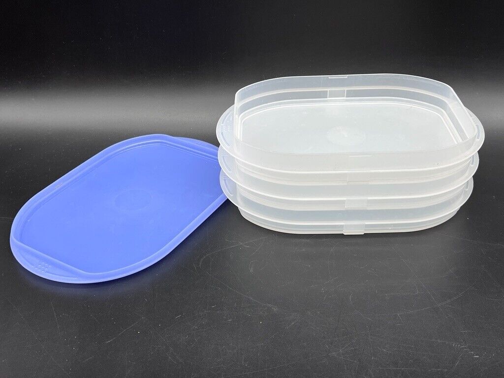 4 Piece Set Tupperware Fridge Stackables Deli Keepers Meat Cheese Oval Container