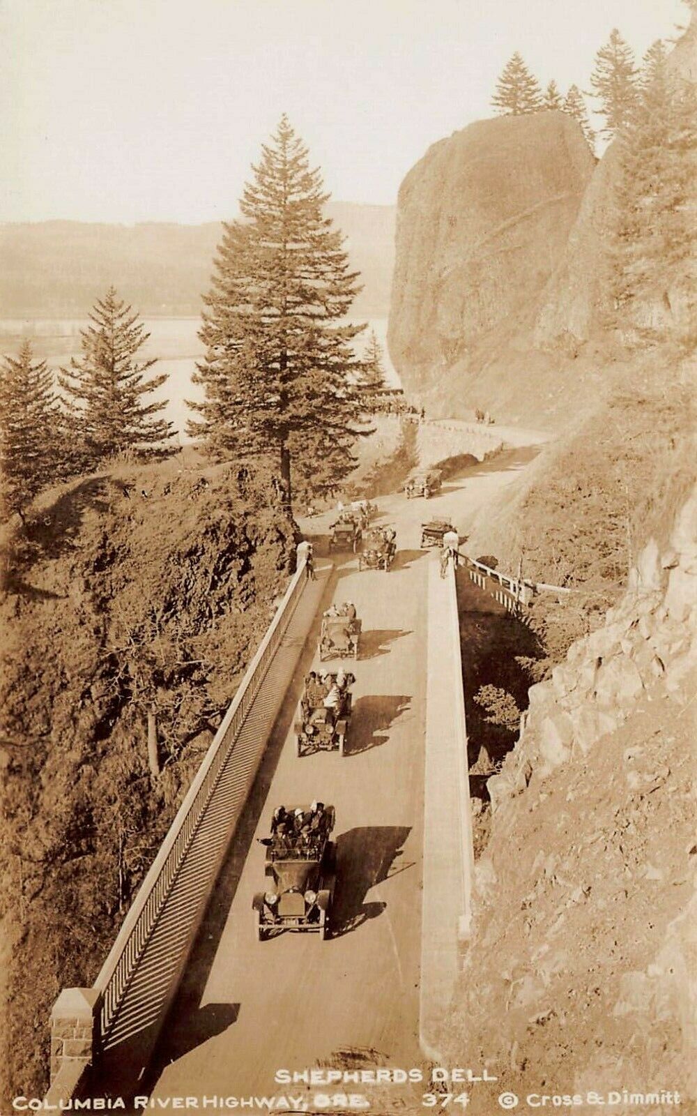 Shepherds Dell, Columbia River Highway, Oregon, Early Real Photo Postcard