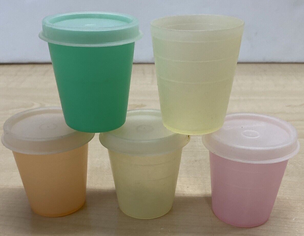(5) Vintage Tupperware MIDGET PASTEL Containers 101 with SHEER Lid Seals Lot