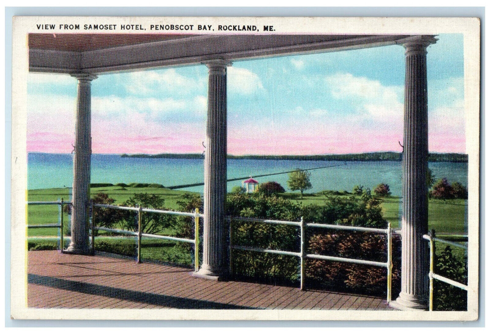 c1920\'s View from Samoset Hotel Penobscot Bay Rockland Maine ME Postcard