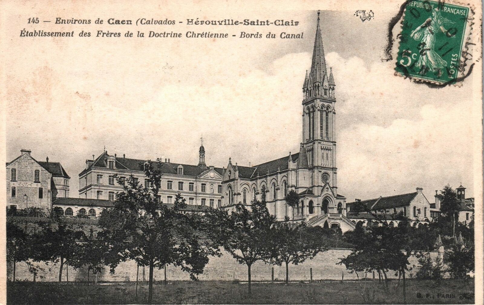 VINTAGE POSTCARD GARDENS AND SURROUNDS AT THE CHURCH COMPLEX IN CAEN FRANCE 1907