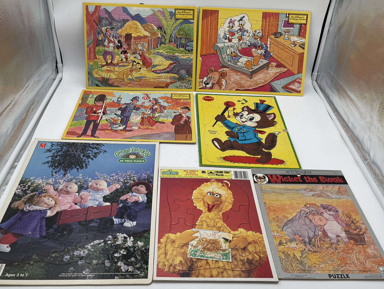 Lot of 7 Rare Vintage Walt Disney GOLDEN ETC Inlaid Frame Tray Puzzles Complete