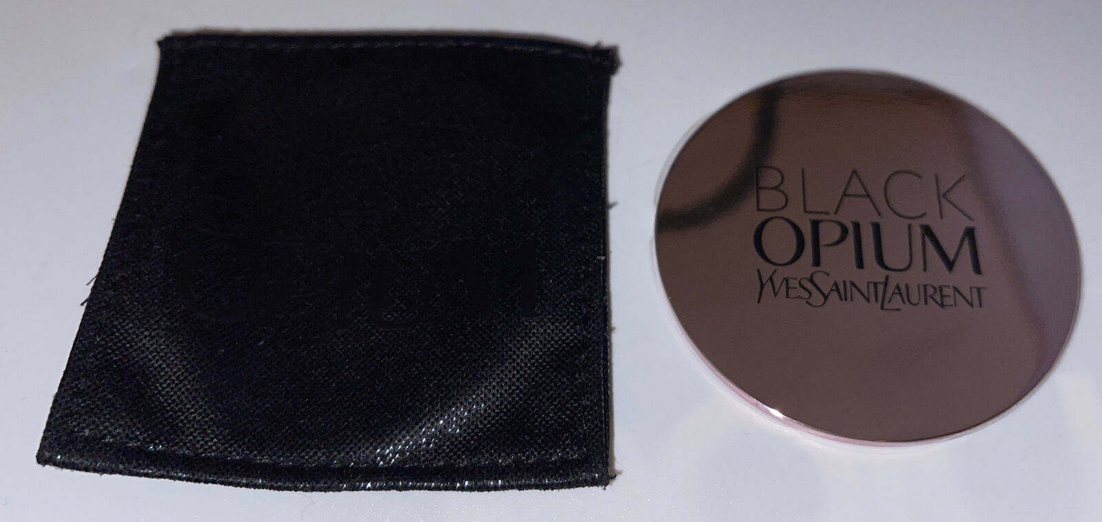 Black Opium Pocket Mirror - Repurposed Magazine YSL Perfume Ad Lipstick Mirror