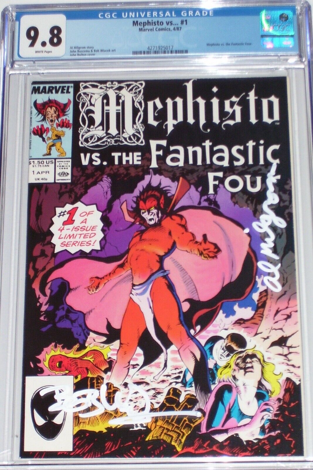 Mephisto vs The Fantastic Four #1 CGC 9.8 from April 1987 Case signed 2X