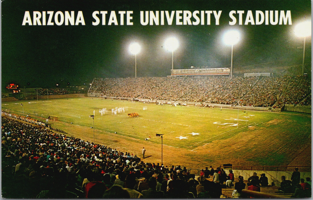 c1960s Sun Devils Arizona State University Tempe Night Football Game Stadium UNP
