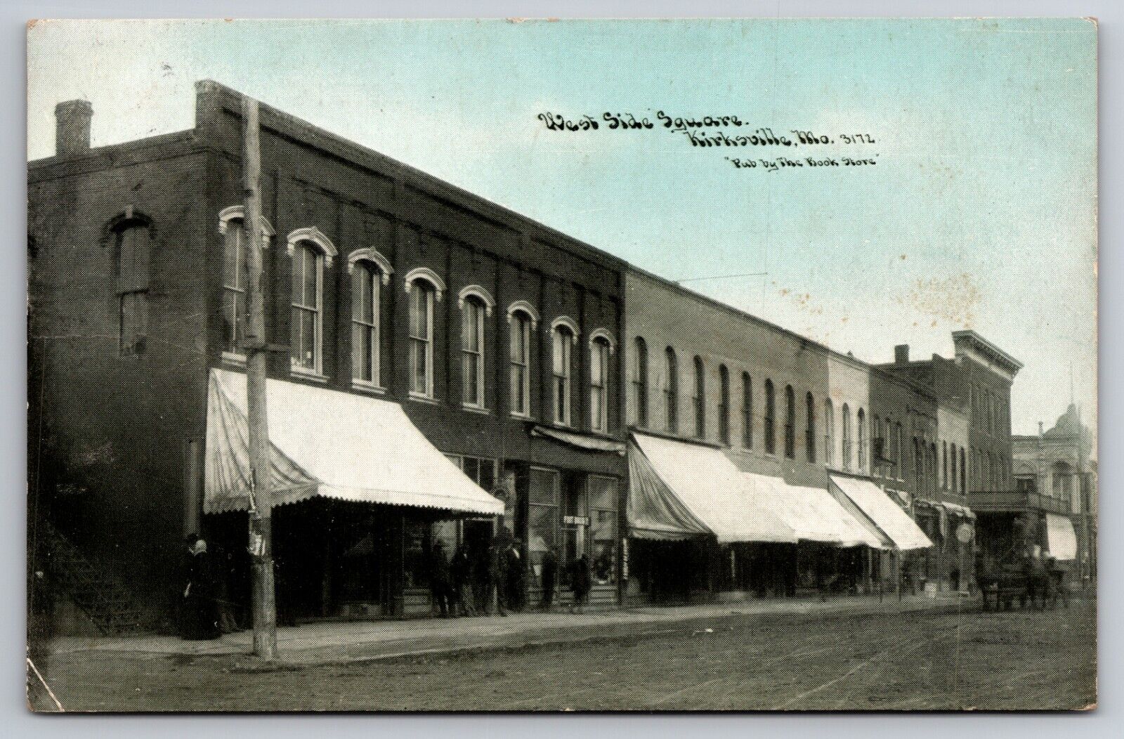 West Side Square Kirksville Missouri MO Street View 1911 Postcard