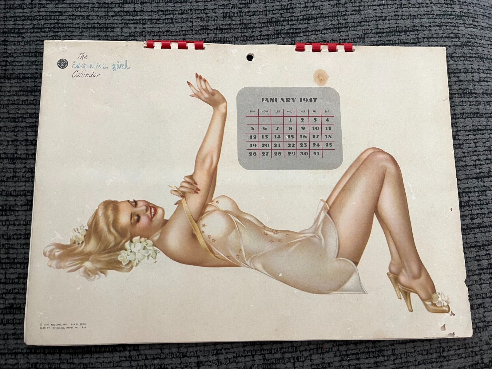 Complete Original Vintage 1947 The Esquire Girl Calendar 12 Months