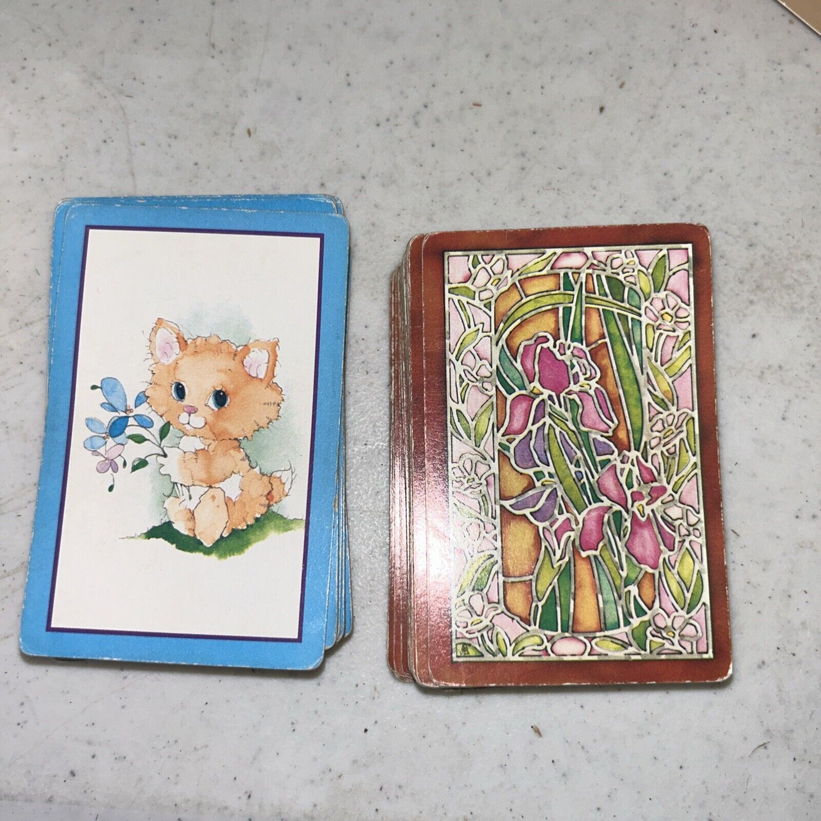 2 Vintage Decks Trump  Playing Cards  CATS  & Floral 52 Cards Each Deck