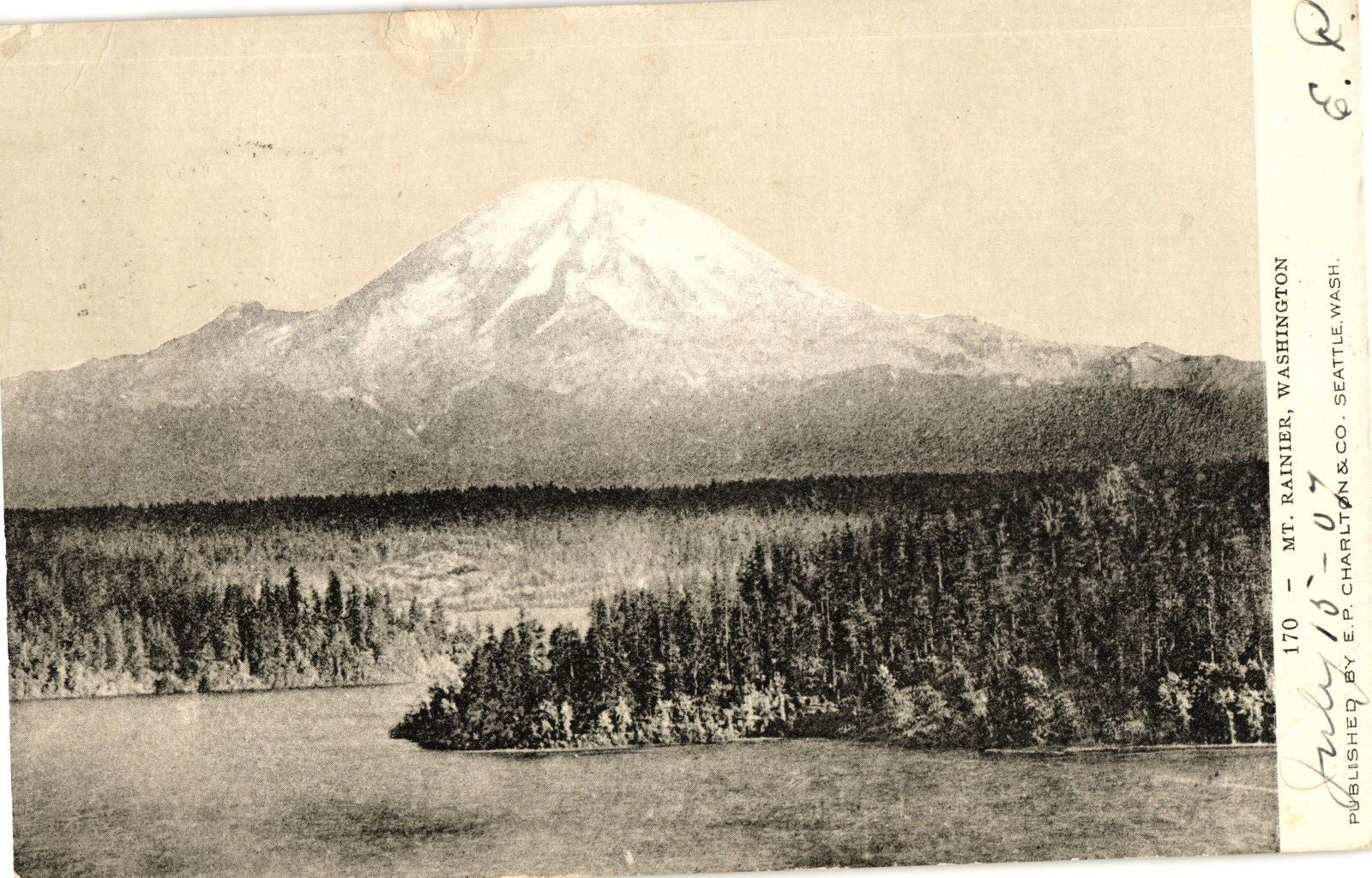 Mt. Rainier Washington Undivided Postcard c1907