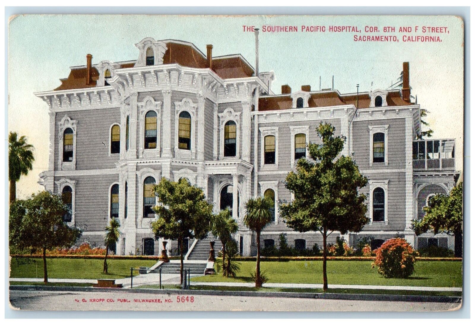 c1910's The Southern Pacific Hospital Corner 8th & F St. Sacramento CA Postcard