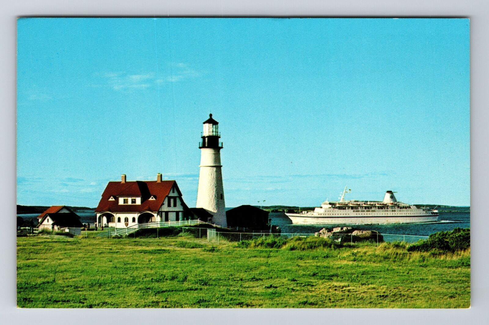 Portland ME-Maine, MS Caribe Head Light, Lighthouse, Vintage Postcard