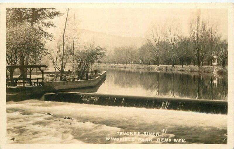 1920s Truckee River Reno Nevada #51 Wingfield Park RPPC Photo Postcard 20-11737