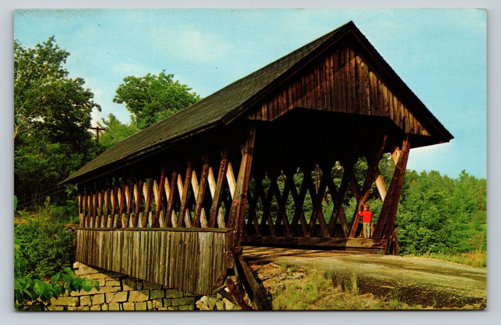 Keniston Lattice Type Covered Bridge Andover, New Hampshire VINTAGE Postcard