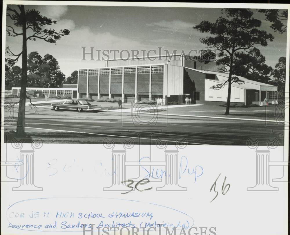 1965 Press Photo Artist\'s Sketch of Cor Jesu High School Gymnasium - nod11592