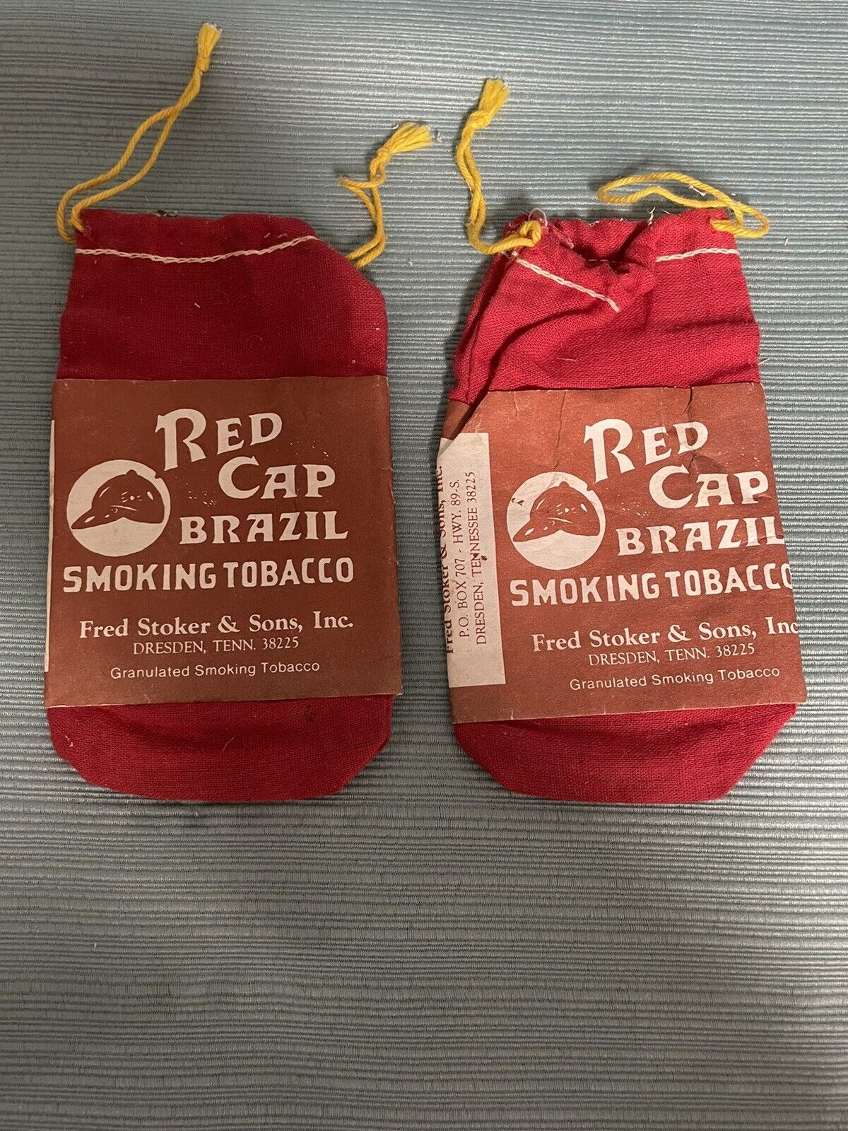 2 Vintage Red Cap Brazil Smoking Tobacco Empty Pouch