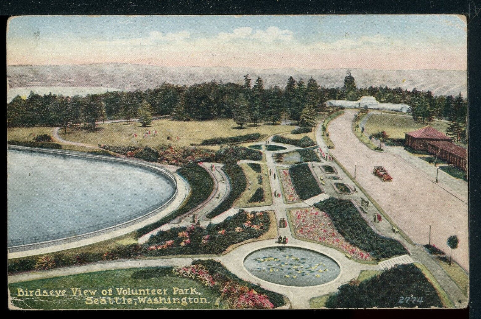 1923 Volunteer Park Bird\'s-Eye View Seattle Washington Vintage Postcard M702