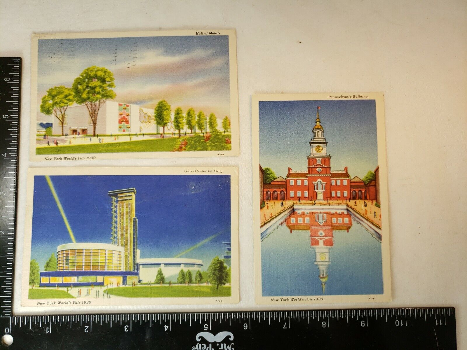1939 World\'s Fair Postcards - 3 cards - 2 used- 