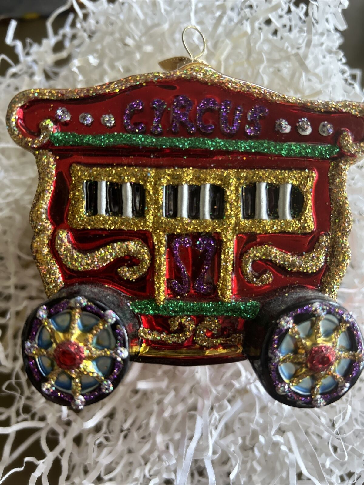 Merck Family’s Old World Christmas Circus Car 3.6”x4” Glitzy