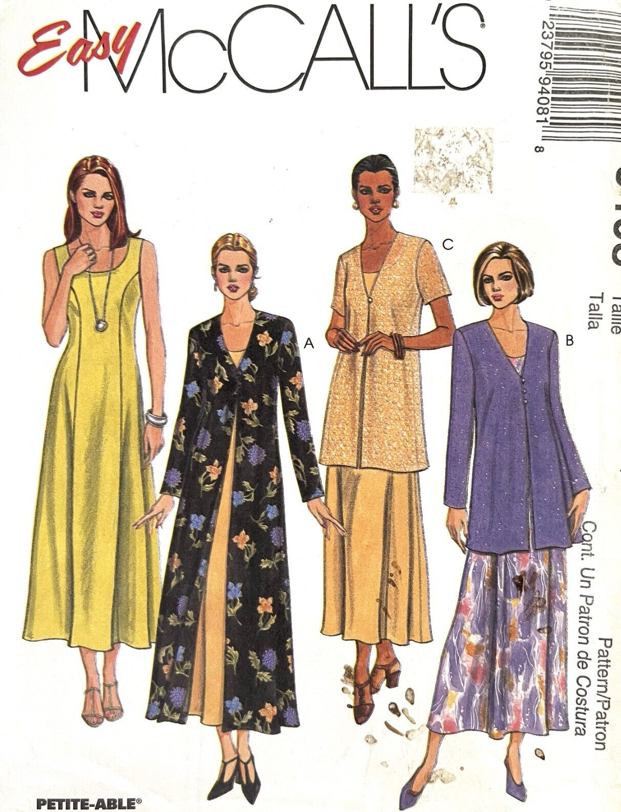 1990\'s McCall\'s Misses\' Dress,Duster,Jacket Pattern 9408 Size 18-22 UNCUT