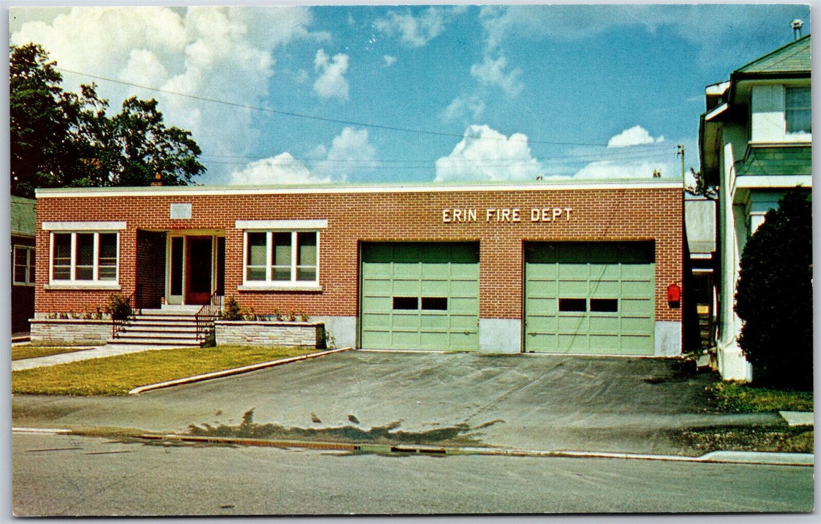 Postcard Erin Ontario c1960s Municipal Offices and Fire Hall Wellington County