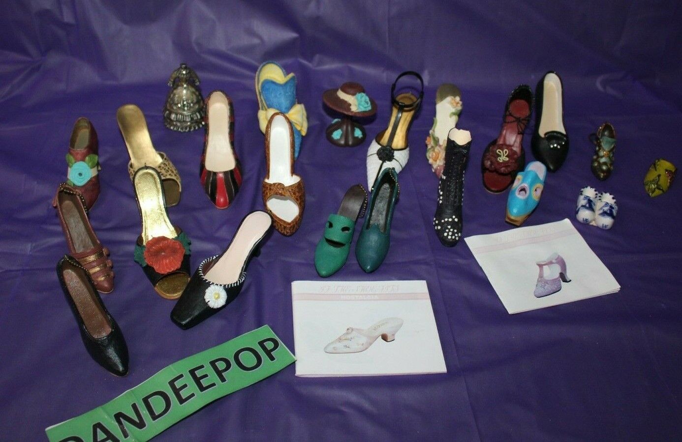 22 Piece Nostalgia And Other Miniature Shoe Figurines Dress Form And Hat 