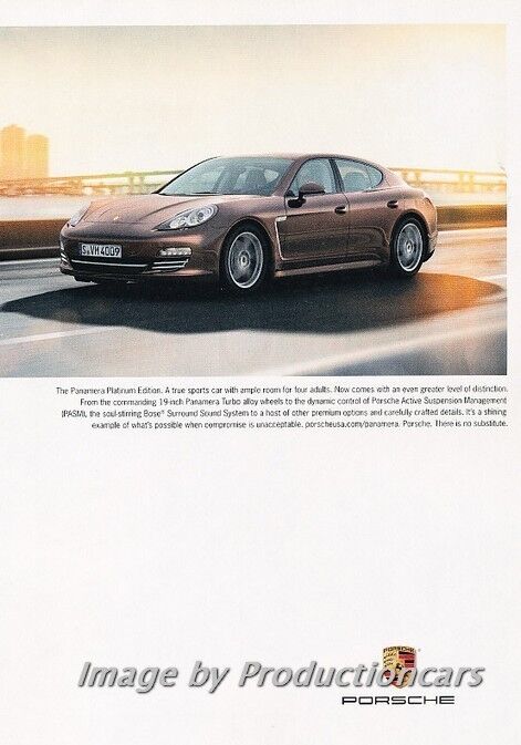 2013 Porsche Panamera Platinum Original Advertisement Print Art Car Ad J675
