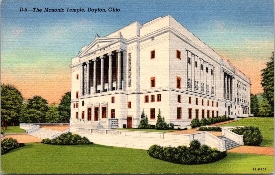 Postcard The Masonic Temple Dayton Ohio OH
