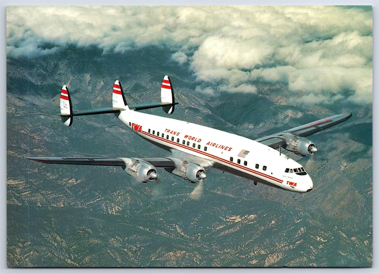 Postcard TWA Trans World Airlines Lockheed L-1049 Super Constellation API054 CR7
