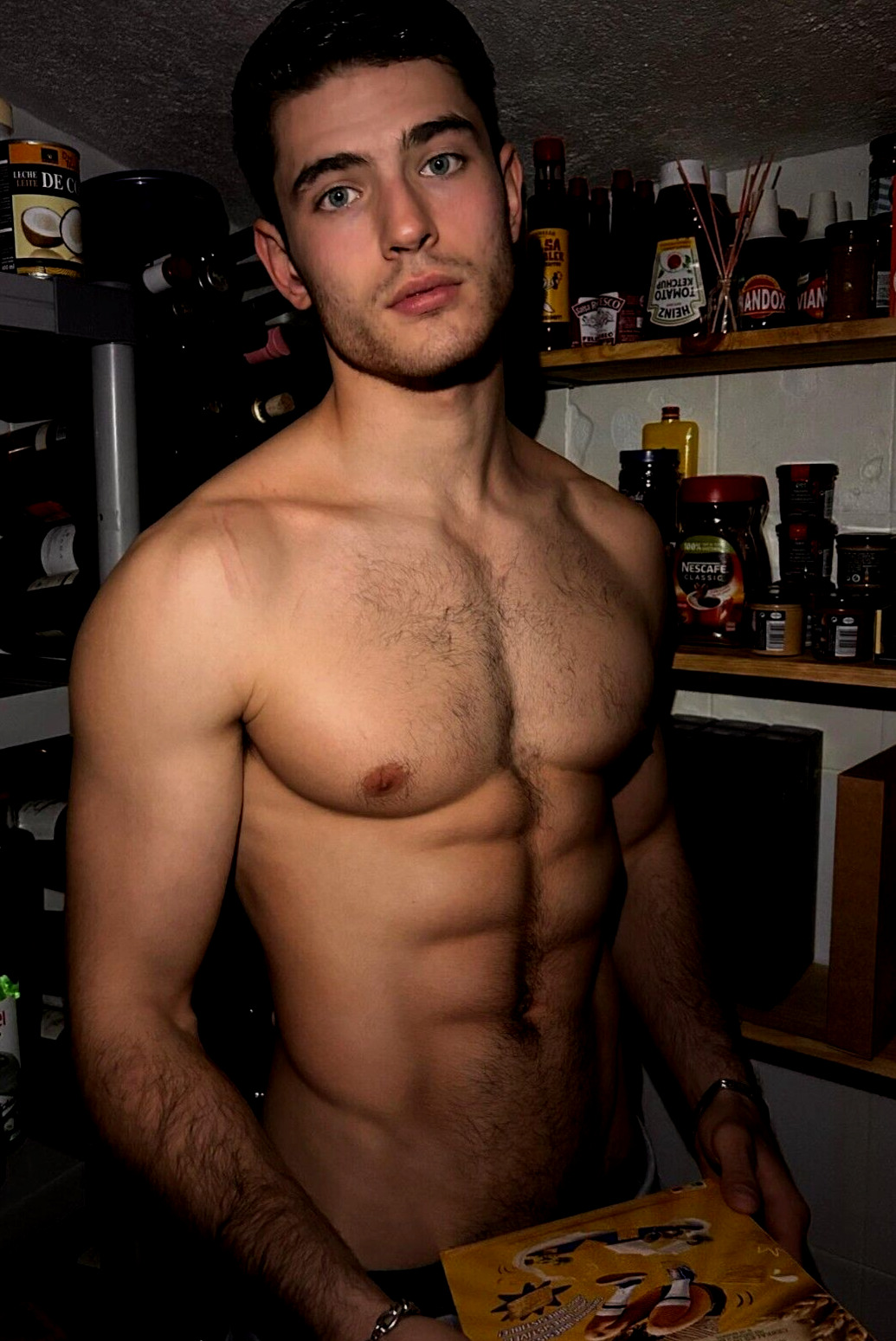 Shirtless Male Muscular Amazing Physique Beefcake in Pantry PHOTO 4X6 H685