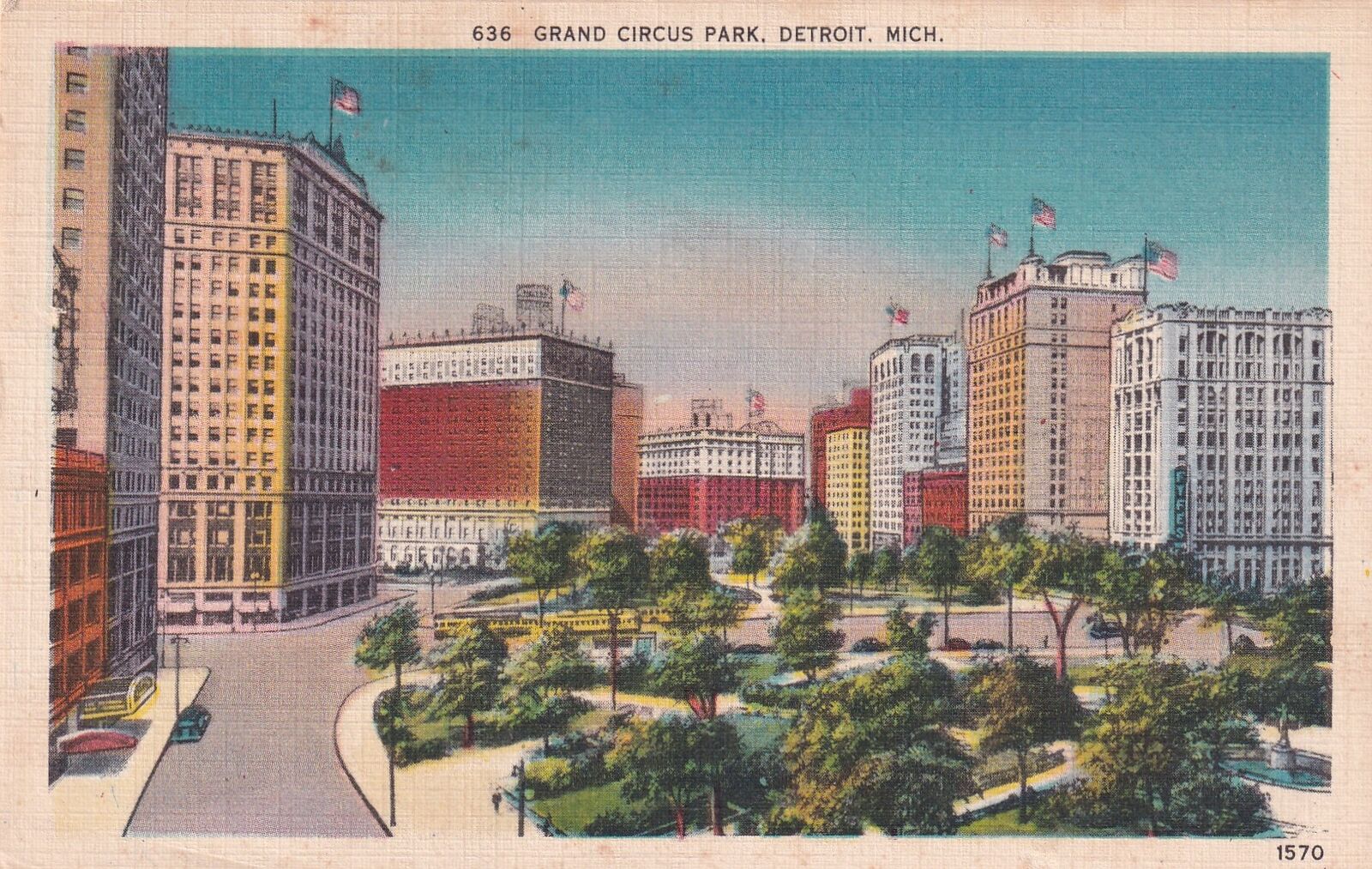 Detroit MI Michigan Grand Circus Park  Postcard E03
