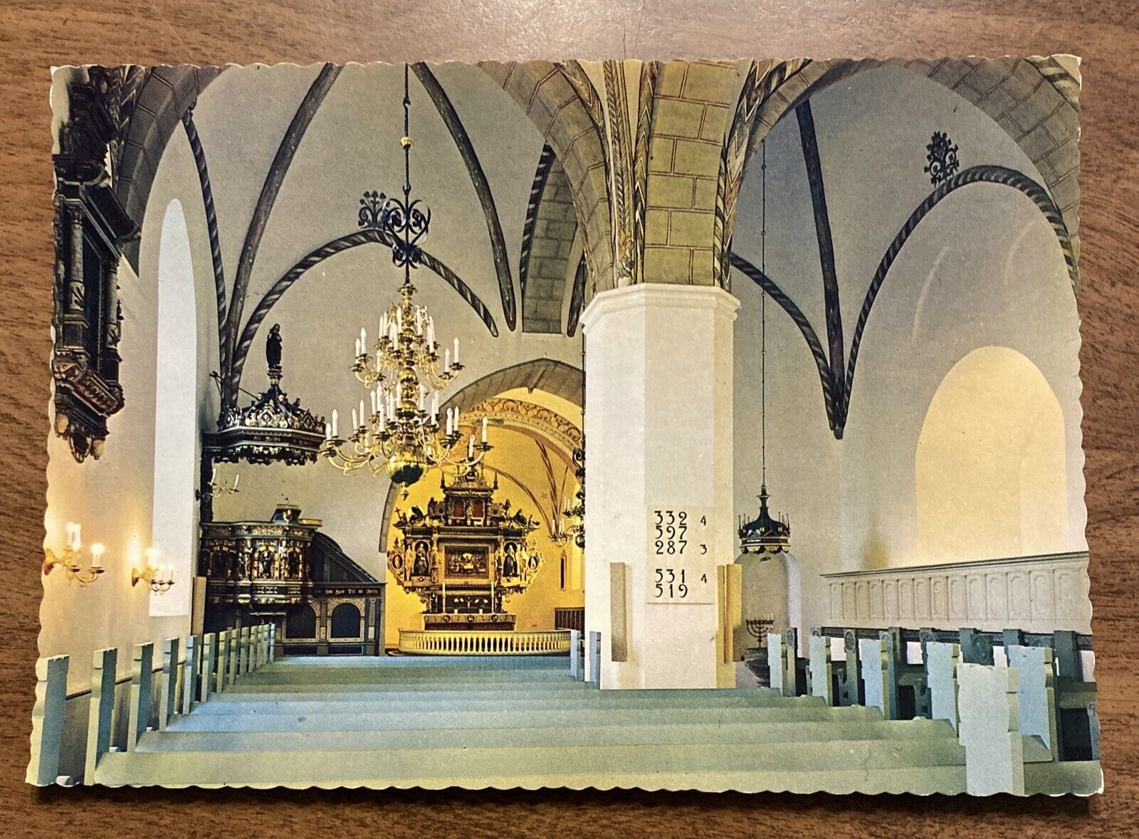 Vintage Åhus Ahus Church Interior Sweden Postcard Religious Jesus God Pray P8j6