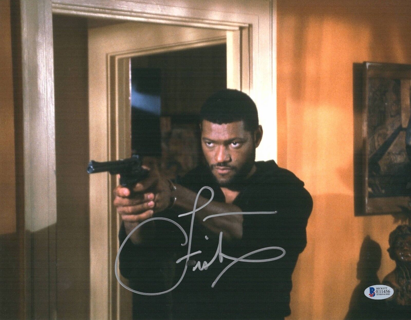 LAURENCE FISHBURNE SIGNED 11X14 PHOTO 'THE MATRIX' AUTHENTIC AUTOGRAPH BECKETT
