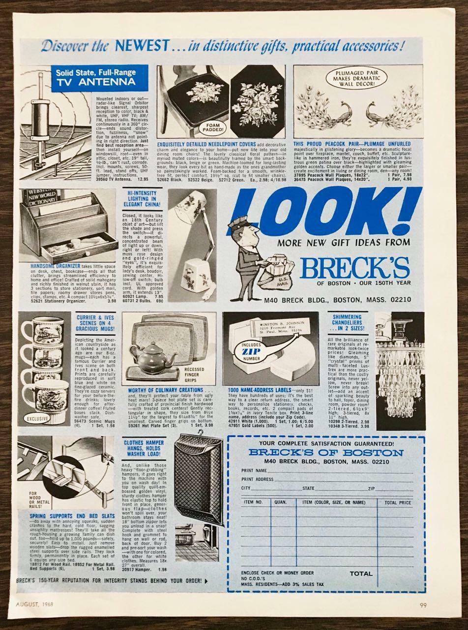 1968 Breck\'s of Boston Novelties and Gifts Print Ad