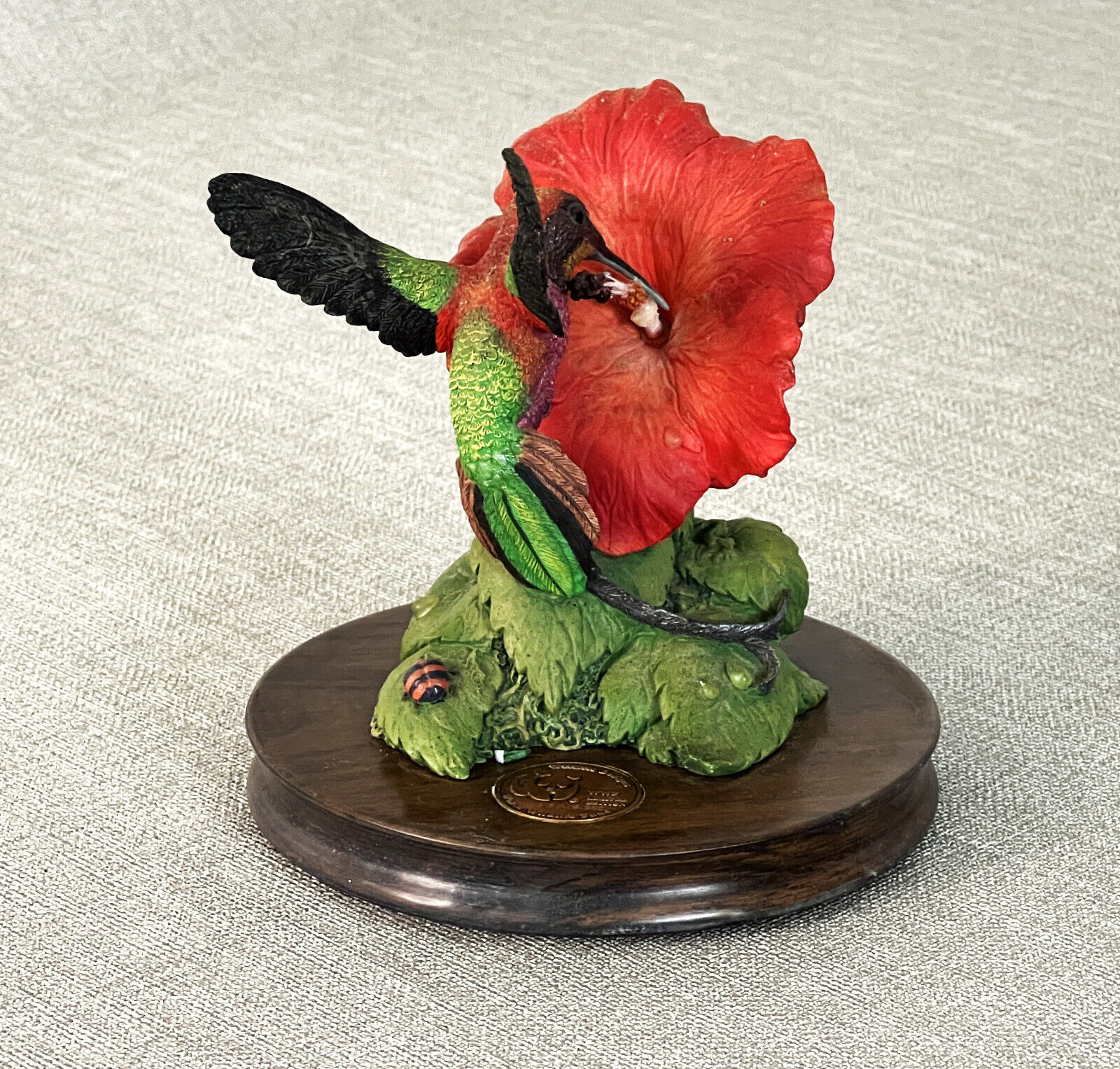 HB001-“Tropical Wonders” Hand Painted  Stunning Crimson Topaz Hummingbird