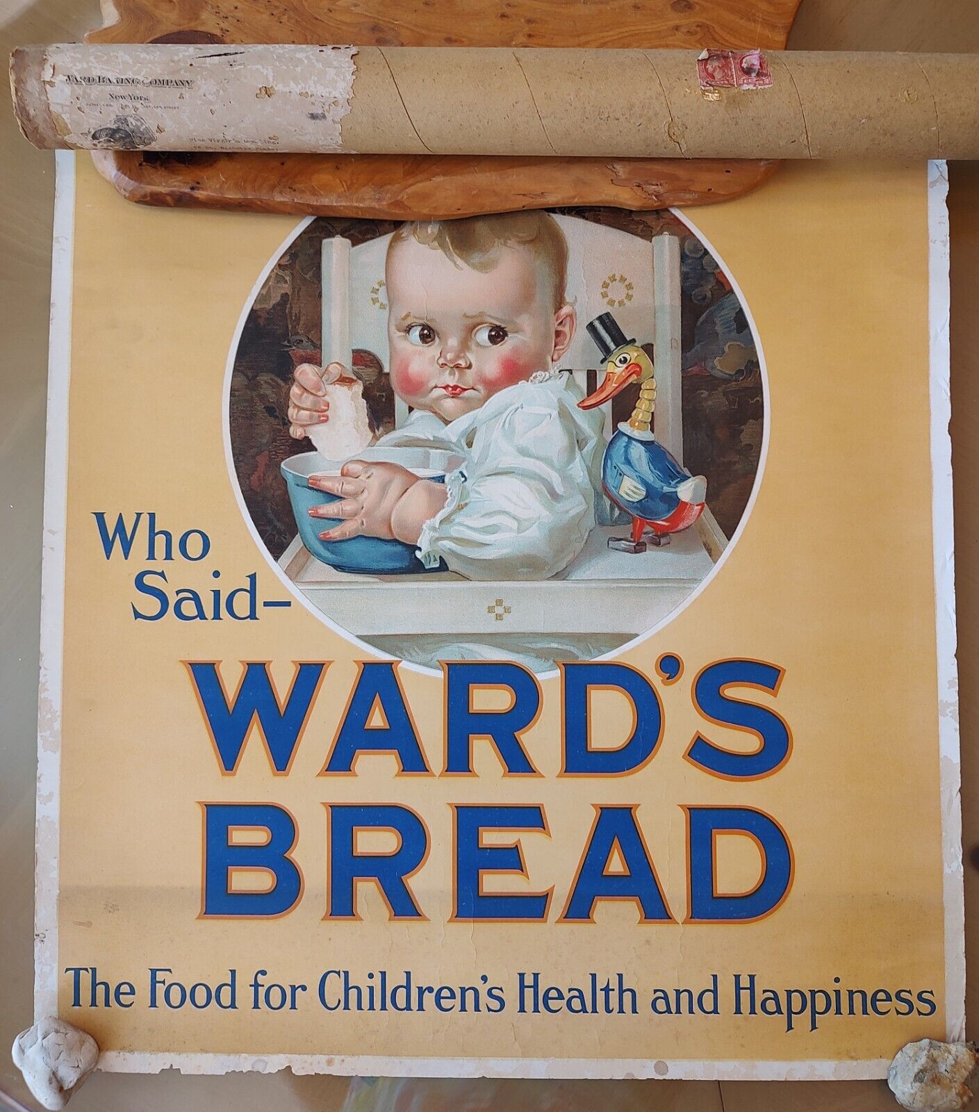 Vintage Ward's Bread Advertising Poster Original Tube 22
